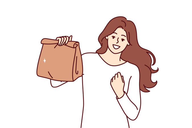 Young woman holding package  Illustration