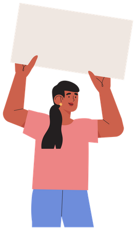 Young woman holding placard Illustration