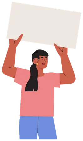 Young woman holding placard  Illustration