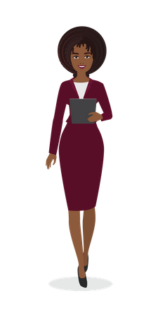 Young woman holding tablet  Illustration