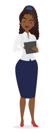 Young woman holding tablet  Illustration