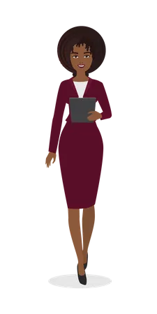 Young woman holding tablet  Illustration