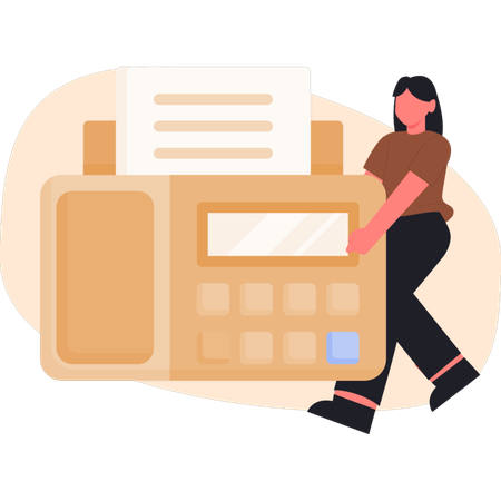 Young woman holding telephone  Illustration
