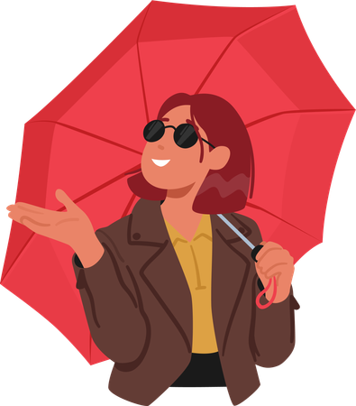 Young woman holding umbrella  Illustration