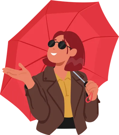 Young woman holding umbrella  Illustration