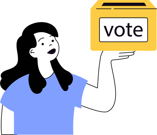 Young Woman Holding Vote Box  Illustration