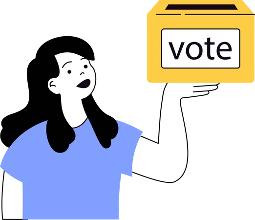 Young Woman Holding Vote Box  Illustration