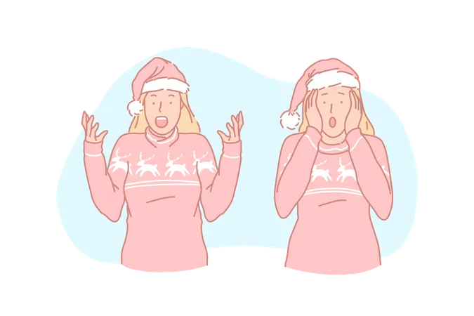 Young woman in christmas clothes  Illustration