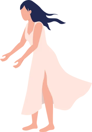 Young woman in fluttering dress  Illustration