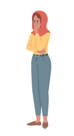 Young woman in pensive mood  イラスト