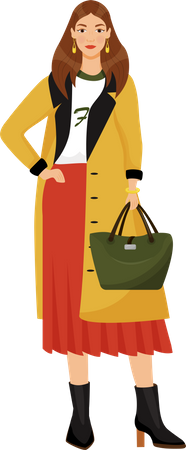 Young woman in trendy clothes  Illustration