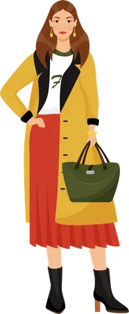 Young woman in trendy clothes  Illustration