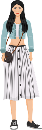 Young woman in trendy outfit Illustration