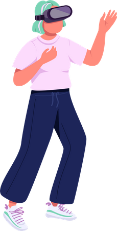 Young woman in VR headset  Illustration