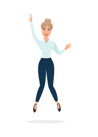 Young woman jumping  Illustration