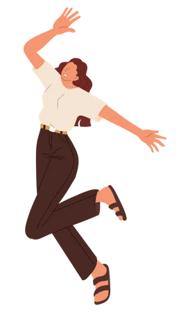 Young woman jumping in air  Illustration