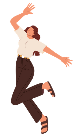 Young woman jumping in air  Illustration