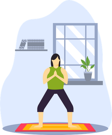 Young woman learning yoga in indore  Illustration