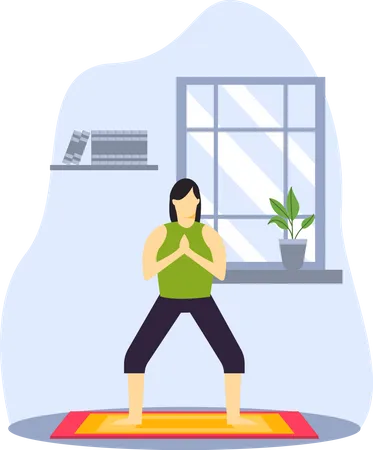 Young woman learning yoga in indore  Illustration