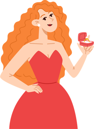Young woman making a wedding proposal  Illustration