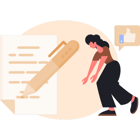 Young woman making call list  Illustration