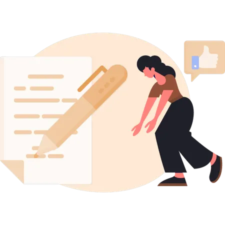Young woman making call list  Illustration