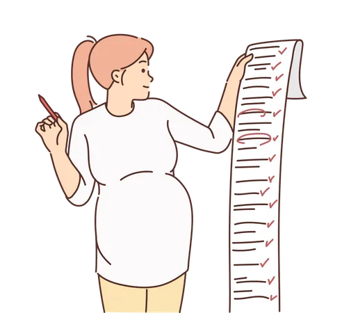 Young woman making checklist  Illustration