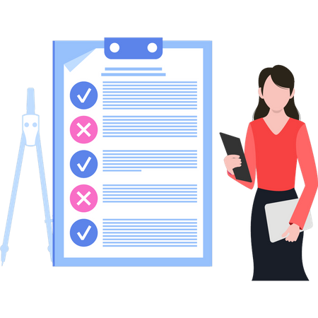 Young woman making checklist  Illustration