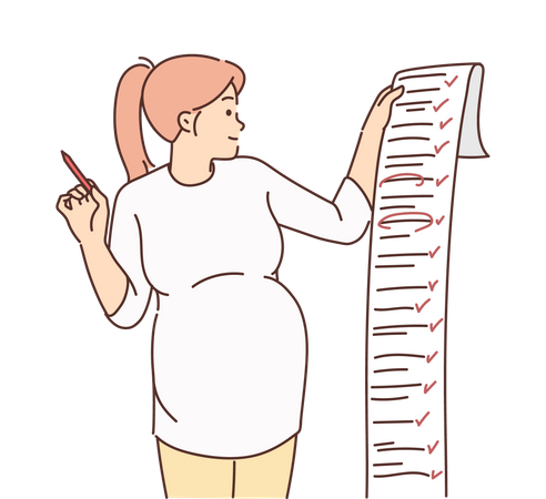 Young woman making checklist  Illustration