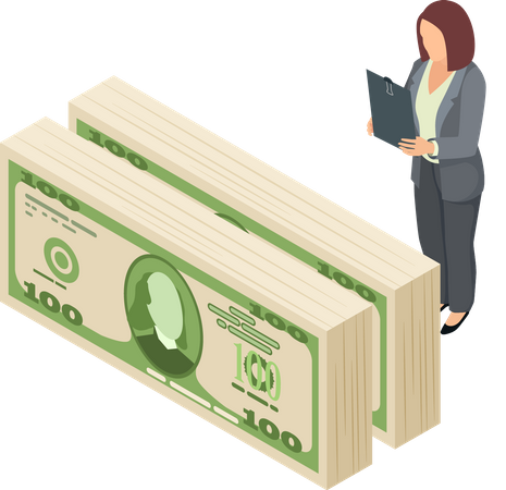 Young woman making financial report  Illustration