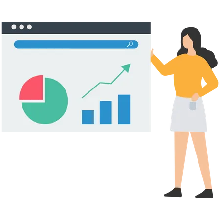 Young woman making online analysis chart Illustration