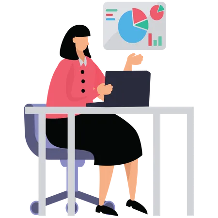 Young woman making online analysis chart Illustration