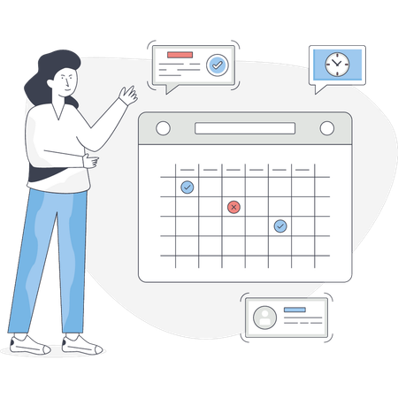 Young woman making reminder calendar  Illustration