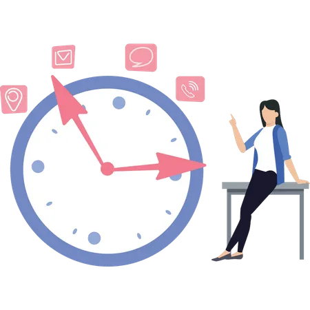 The Girl Is Managing The Work With Time Illustration