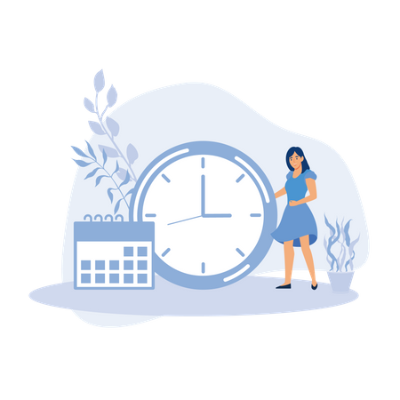 Young woman marks the date of her period in the online calendar  Illustration