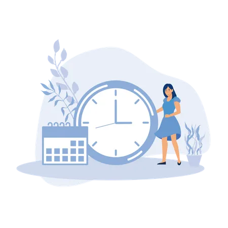 Young woman marks the date of her period in the online calendar  Illustration