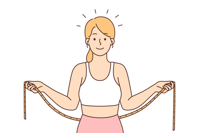 Young woman measuring waist  Illustration
