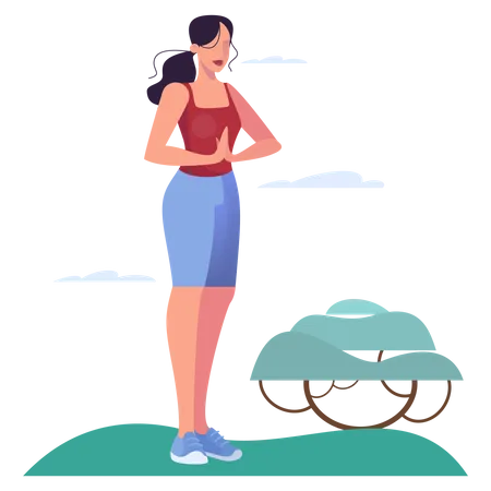 Young Woman Miditating In Park Calm Woman Standing In Yoga Position Peaceful Female Character Practice Meditation Outdoor Healthy Lifestyle Concept Isolated Vector Illustration In Cartoon Style Illustration