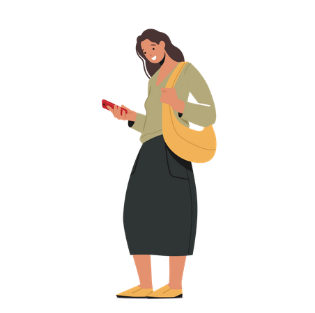 Young Woman Messaging Illustration