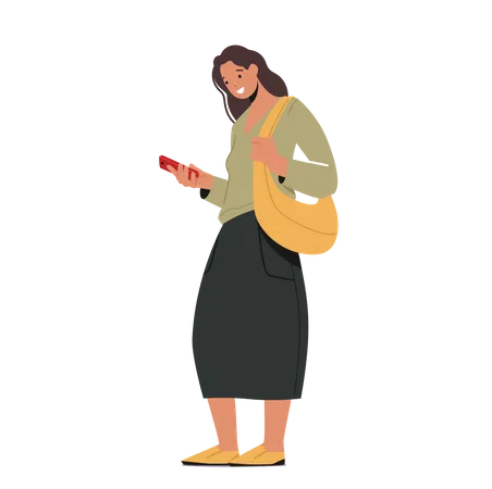 Young Woman Messaging Illustration