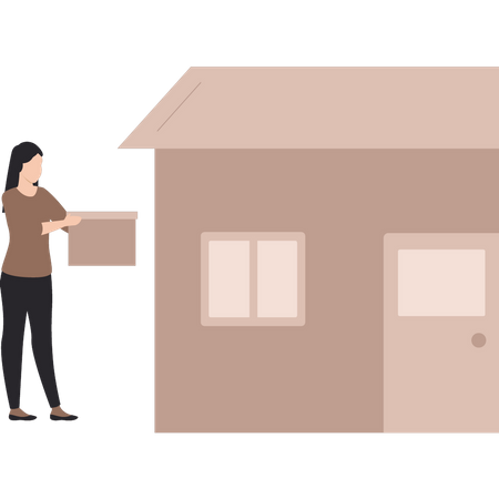 Young woman moving home  Illustration