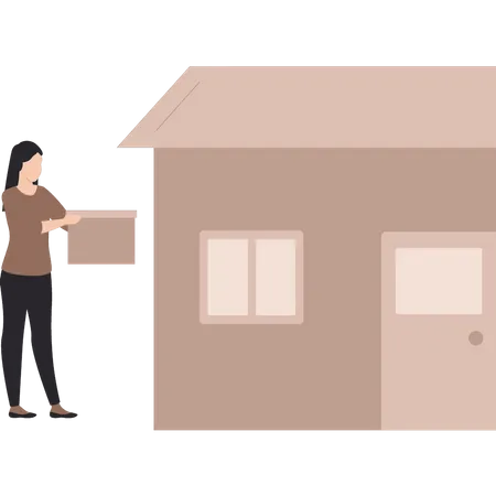 Young woman moving home  Illustration