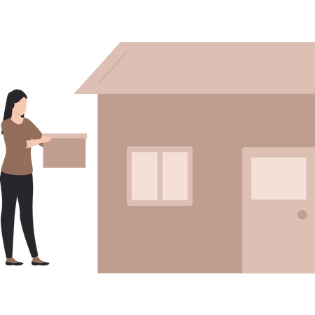 Young woman moving home  Illustration