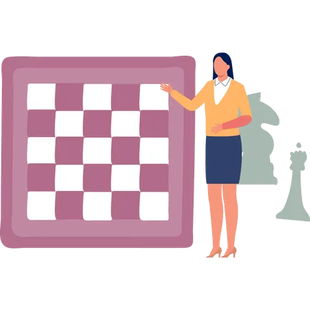 Young woman pointing game strategy  Illustration