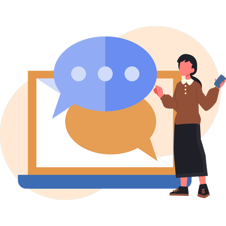 Young woman pointing messages  Illustration