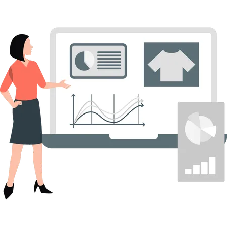 Young woman presenting product development chart  Illustration