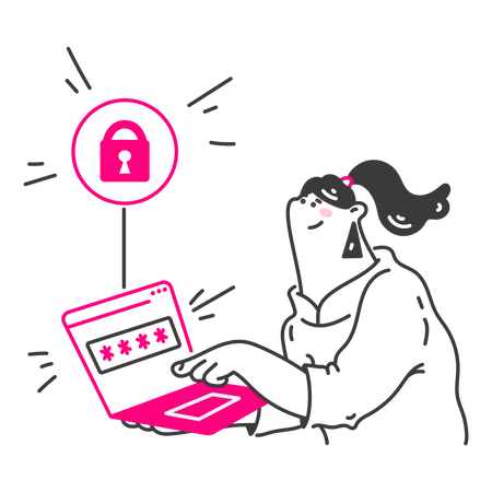 Young woman protected her password  Illustration