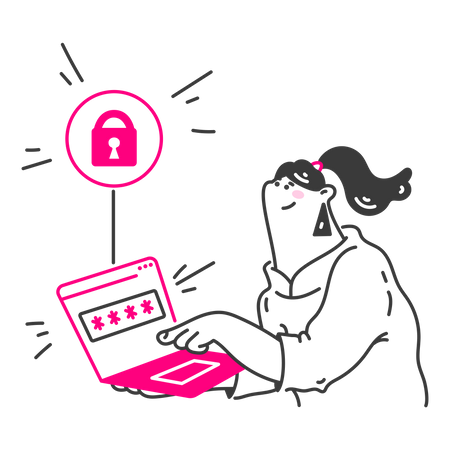 Young woman protected her password  Illustration