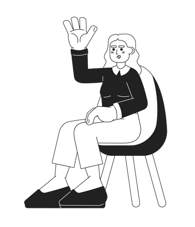 Young woman raising hand up  Illustration