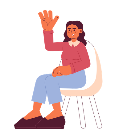 Young woman raising hand up  Illustration